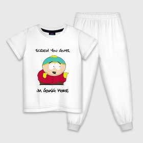 Детская пижама хлопок с принтом ЮЖНЫЙ ПАРК в Новосибирске, 100% хлопок |  брюки и футболка прямого кроя, без карманов, на брюках мягкая резинка на поясе и по низу штанин
 | cartman | kenny | south park | картман | кенни | мультфильмы | саус парк | южный парк