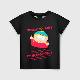 Детская футболка 3D с принтом Cartman в Новосибирске, 100% гипоаллергенный полиэфир | прямой крой, круглый вырез горловины, длина до линии бедер, чуть спущенное плечо, ткань немного тянется | Тематика изображения на принте: cartman | kenny | park | south | southpark | картман | кенни | мульт | мультик | парк | персонаж | персонажи | сериал | южный