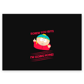 Поздравительная открытка с принтом Cartman в Новосибирске, 100% бумага | плотность бумаги 280 г/м2, матовая, на обратной стороне линовка и место для марки
 | Тематика изображения на принте: cartman | kenny | park | south | southpark | картман | кенни | мульт | мультик | парк | персонаж | персонажи | сериал | южный