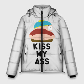 Мужская зимняя куртка 3D с принтом Kiss My Ass в Новосибирске, верх — 100% полиэстер; подкладка — 100% полиэстер; утеплитель — 100% полиэстер | длина ниже бедра, свободный силуэт Оверсайз. Есть воротник-стойка, отстегивающийся капюшон и ветрозащитная планка. 

Боковые карманы с листочкой на кнопках и внутренний карман на молнии. | Тематика изображения на принте: cartman | kenny | park | south | southpark | картман | кенни | мульт | мультик | парк | персонаж | персонажи | сериал | южный