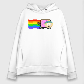 Женское худи Oversize хлопок с принтом Картман Nyan Cat в Новосибирске, френч-терри — 70% хлопок, 30% полиэстер. Мягкий теплый начес внутри —100% хлопок | боковые карманы, эластичные манжеты и нижняя кромка, капюшон на магнитной кнопке | cartman | eric cartman | nyan cat | south park | кот | милый | ня кот | нян кот | няшный | прикол | радуга | радужный | саус парк | смешная | смешной | эрик | эрик картман | южный парк