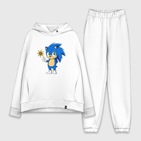 Женский костюм хлопок Oversize с принтом Baby Sonic в Новосибирске,  |  | baby | sonic | ежик | соник