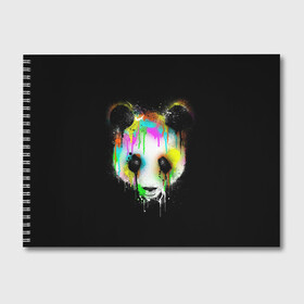 Альбом для рисования с принтом Панда в краске в Новосибирске, 100% бумага
 | матовая бумага, плотность 200 мг. | Тематика изображения на принте: panda | животные | краска | медведь | милая | няшная | панда | прикольная | смешно | юмор