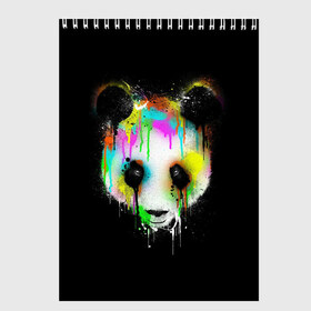 Скетчбук с принтом Панда в краске в Новосибирске, 100% бумага
 | 48 листов, плотность листов — 100 г/м2, плотность картонной обложки — 250 г/м2. Листы скреплены сверху удобной пружинной спиралью | panda | животные | краска | медведь | милая | няшная | панда | прикольная | смешно | юмор