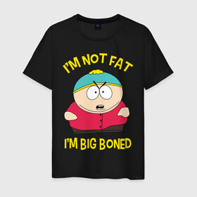 Мужская футболка хлопок с принтом South Park, Эрик Картман в Новосибирске, 100% хлопок | прямой крой, круглый вырез горловины, длина до линии бедер, слегка спущенное плечо. | eric cartman | south park | эрик картман | южный парк | я не толстый у меня кость широкая
