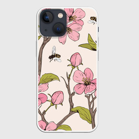 Чехол для iPhone 13 mini с принтом САКУРА | SAKURA в Новосибирске,  |  | animals | bees | chery | flowers | insects | japan | sakura | вишня | животные | насекомые | пчелы | растения | сакура | цветы | цветы сакуры | япония
