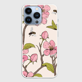 Чехол для iPhone 13 Pro с принтом САКУРА | SAKURA в Новосибирске,  |  | animals | bees | chery | flowers | insects | japan | sakura | вишня | животные | насекомые | пчелы | растения | сакура | цветы | цветы сакуры | япония