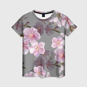 Женская футболка 3D с принтом САКУРА в Новосибирске, 100% полиэфир ( синтетическое хлопкоподобное полотно) | прямой крой, круглый вырез горловины, длина до линии бедер | chery | flowers | japan | sakura | вишня | растения | сакура | цветы | цветы сакуры | япония