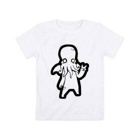 Детская футболка хлопок с принтом Ктулху в Новосибирске, 100% хлопок | круглый вырез горловины, полуприлегающий силуэт, длина до линии бедер | ктулху | лавкрафт | монстр | некрономикон | ужас | фэнтези | чудовище