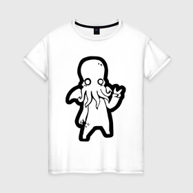 Женская футболка хлопок с принтом Ктулху в Новосибирске, 100% хлопок | прямой крой, круглый вырез горловины, длина до линии бедер, слегка спущенное плечо | ктулху | лавкрафт | монстр | некрономикон | ужас | фэнтези | чудовище