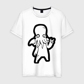 Мужская футболка хлопок с принтом Ктулху в Новосибирске, 100% хлопок | прямой крой, круглый вырез горловины, длина до линии бедер, слегка спущенное плечо. | ктулху | лавкрафт | монстр | некрономикон | ужас | фэнтези | чудовище