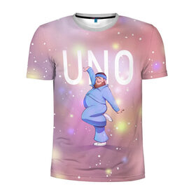 Мужская футболка 3D спортивная с принтом UNO (Little Big) в Новосибирске, 100% полиэстер с улучшенными характеристиками | приталенный силуэт, круглая горловина, широкие плечи, сужается к линии бедра | eurovision 2020 | little big | uno | вог | евровидение | литтл биг | пухляш | танец | уно | юно