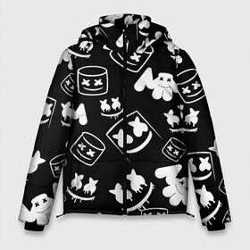 Мужская зимняя куртка 3D с принтом Marshmello ЧБ в Новосибирске, верх — 100% полиэстер; подкладка — 100% полиэстер; утеплитель — 100% полиэстер | длина ниже бедра, свободный силуэт Оверсайз. Есть воротник-стойка, отстегивающийся капюшон и ветрозащитная планка. 

Боковые карманы с листочкой на кнопках и внутренний карман на молнии. | Тематика изображения на принте: 2020 | cs | dj | fortnite | game | marshmello | music | neon | pubg | белое | ведро | ди джей | игра | марш | маршмелло | маршмеллоу | музыка | неон | скин | форт | фортнайт | чб | человек | черно