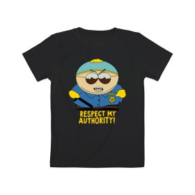 Детская футболка хлопок с принтом South Park, Эрик Картман в Новосибирске, 100% хлопок | круглый вырез горловины, полуприлегающий силуэт, длина до линии бедер | eric cartman | respect my authority | south park | эрик картман | южный парк