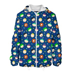 Мужская куртка 3D с принтом South Park в Новосибирске, ткань верха — 100% полиэстер, подклад — флис | прямой крой, подол и капюшон оформлены резинкой с фиксаторами, два кармана без застежек по бокам, один большой потайной карман на груди. Карман на груди застегивается на липучку | Тематика изображения на принте: butters | cartman | coon | eric | fracture but whole | kenny | kyle | south park | stan | stick of truth | кайл | картман | кенни | саус парк | стэн | южный парк