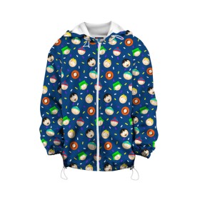 Детская куртка 3D с принтом South Park в Новосибирске, 100% полиэстер | застежка — молния, подол и капюшон оформлены резинкой с фиксаторами, по бокам — два кармана без застежек, один потайной карман на груди, плотность верхнего слоя — 90 г/м2; плотность флисового подклада — 260 г/м2 | butters | cartman | coon | eric | fracture but whole | kenny | kyle | south park | stan | stick of truth | кайл | картман | кенни | саус парк | стэн | южный парк