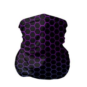 Бандана-труба 3D с принтом НЕОНОВЫЕ СОТЫ в Новосибирске, 100% полиэстер, ткань с особыми свойствами — Activecool | плотность 150‒180 г/м2; хорошо тянется, но сохраняет форму | abstraction | cyberpunk | geometry | hexagon | neon | stripes | techno | texture | triangle | абстракция | геометрия | краски | неон | неоновый | сетка | соты | стальная броня | текстура