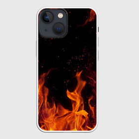 Чехол для iPhone 13 mini с принтом ОГОНЬ | FIRE в Новосибирске,  |  | Тематика изображения на принте: abstraction | fire | flame | geometry | hexagon | neon | paints | stripes | texture | triangle | абстракция | брызги | геометрия | краски | неон | неоновый | огонь | соты | текстура