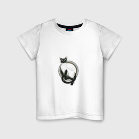 Детская футболка хлопок с принтом Ostara (Остара) в Новосибирске, 100% хлопок | круглый вырез горловины, полуприлегающий силуэт, длина до линии бедер | ostara
остара
котики
руны
беркана
сиамский кот | арт | животные | искусство | картинка | рисунок