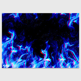 Поздравительная открытка с принтом СИНИЙ ОГОНЬ ГЛИТЧ | BLUE FIRE GLITCH в Новосибирске, 100% бумага | плотность бумаги 280 г/м2, матовая, на обратной стороне линовка и место для марки
 | Тематика изображения на принте: abstraction | fire | flame | geometry | hexagon | neon | paints | stripes | texture | triangle | абстракция | брызги | геометрия | краски | неон | неоновый | огонь | соты | текстура