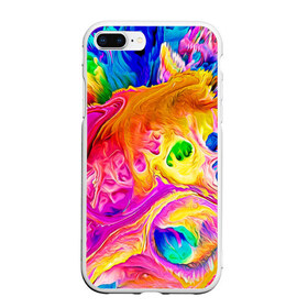 Чехол для iPhone 7Plus/8 Plus матовый с принтом TIE DYE в Новосибирске, Силикон | Область печати: задняя сторона чехла, без боковых панелей | abstraction | geometry | hexagon | neon | paints | stripes | texture | tie dye | triangle | абстракция | брызги | геометрия | краски | неон | неоновый | соты | тай дай | текстура