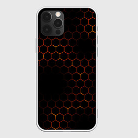 Чехол для iPhone 12 Pro Max с принтом ОГНЕННЫЕ СОТЫ | FIRE COMBS в Новосибирске, Силикон |  | abstraction | geometry | hexagon | neon | paints | stripes | texture | triangle | абстракция | брызги | геометрия | краски | неон | неоновый | соты | текстура