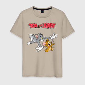 Мужская футболка хлопок с принтом Tom&Jerry в Новосибирске, 100% хлопок | прямой крой, круглый вырез горловины, длина до линии бедер, слегка спущенное плечо. | spike | tom  jerry | tom and jerry | tomjerry | tuffy | vdgerir | мамочка два тапочка | том и джери | том и джерри