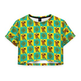 Женская футболка Crop-top 3D с принтом Scooby-Doo Logo в Новосибирске, 100% полиэстер | круглая горловина, длина футболки до линии талии, рукава с отворотами | scooby doo | vdosadir | скуберт фон дуенхеймер | скуби ду | уильям ханна