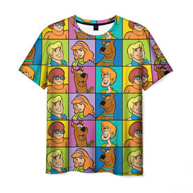 Мужская футболка 3D с принтом Scooby-Doo Сharacters в Новосибирске, 100% полиэфир | прямой крой, круглый вырез горловины, длина до линии бедер | fred jones | scooby doo | vdosadir | velma dinkle | велма динкли | дафна блейк | скуберт фон дуенхеймер | скуби ду | уильям ханна | фред джонс