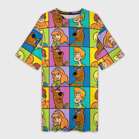 Платье-футболка 3D с принтом Scooby Doo Сharacters в Новосибирске,  |  | fred jones | scooby doo | vdosadir | velma dinkle | велма динкли | дафна блейк | скуберт фон дуенхеймер | скуби ду | уильям ханна | фред джонс