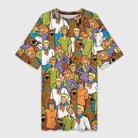 Платье-футболка 3D с принтом Scooby Doo Team в Новосибирске,  |  | fred jones | scooby doo | vdosadir | velma dinkle | велма динкли | дафна блейк | скуберт фон дуенхеймер | скуби ду | уильям ханна | фред джонс | шегги