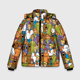 Зимняя куртка для мальчиков 3D с принтом Scooby-Doo Team в Новосибирске, ткань верха — 100% полиэстер; подклад — 100% полиэстер, утеплитель — 100% полиэстер | длина ниже бедра, удлиненная спинка, воротник стойка и отстегивающийся капюшон. Есть боковые карманы с листочкой на кнопках, утяжки по низу изделия и внутренний карман на молнии. 

Предусмотрены светоотражающий принт на спинке, радужный светоотражающий элемент на пуллере молнии и на резинке для утяжки | Тематика изображения на принте: fred jones | scooby doo | vdosadir | velma dinkle | велма динкли | дафна блейк | скуберт фон дуенхеймер | скуби ду | уильям ханна | фред джонс | шегги