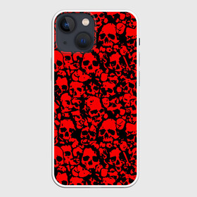 Чехол для iPhone 13 mini с принтом КРАСНЫЕ ЧЕРЕПА | RED SKULL в Новосибирске,  |  | abstraction | bones | geometry | hexagon | neon | paints | skull | stripes | texture | triangle | абстракция | брызги | геометрия | краски | неон | неоновый | соты | текстура | черепа