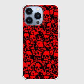 Чехол для iPhone 13 Pro с принтом КРАСНЫЕ ЧЕРЕПА | RED SKULL в Новосибирске,  |  | abstraction | bones | geometry | hexagon | neon | paints | skull | stripes | texture | triangle | абстракция | брызги | геометрия | краски | неон | неоновый | соты | текстура | черепа