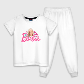 Детская пижама хлопок с принтом Barbie в Новосибирске, 100% хлопок |  брюки и футболка прямого кроя, без карманов, на брюках мягкая резинка на поясе и по низу штанин
 | 