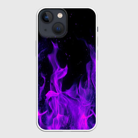 Чехол для iPhone 13 mini с принтом ФИОЛЕТОВЫЙ ОГОНЬ | PURPLE FIRE в Новосибирске,  |  | abstraction | bones | fire | geometry | hexagon | neon | paints | skull | stripes | texture | triangle | абстракция | брызги | геометрия | краски | неон | неоновый | огонь | соты | текстура | черепа