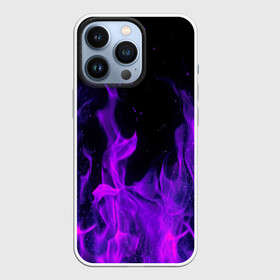 Чехол для iPhone 13 Pro с принтом ФИОЛЕТОВЫЙ ОГОНЬ | PURPLE FIRE в Новосибирске,  |  | abstraction | bones | fire | geometry | hexagon | neon | paints | skull | stripes | texture | triangle | абстракция | брызги | геометрия | краски | неон | неоновый | огонь | соты | текстура | черепа