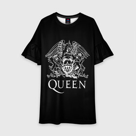 Детское платье 3D с принтом QUEEN | КВИН (Z) в Новосибирске, 100% полиэстер | прямой силуэт, чуть расширенный к низу. Круглая горловина, на рукавах — воланы | queen | rock | we will rock you | брайан мэи | группа queen | группа квин | джон дикон | квин | королева | король | роджер тейлор | рок | фредди меркьюри