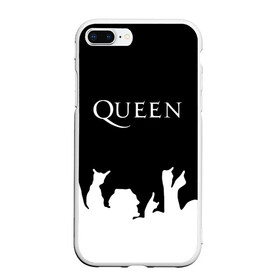 Чехол для iPhone 7Plus/8 Plus матовый с принтом QUEEN в Новосибирске, Силикон | Область печати: задняя сторона чехла, без боковых панелей | queen | rock | we will rock you | брайан мэи | группа queen | группа квин | джон дикон | квин | королева | король | роджер тейлор | рок | фредди меркьюри