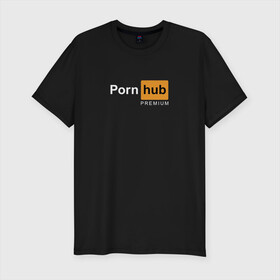 Мужская футболка хлопок Slim с принтом PornHub premium в Новосибирске, 92% хлопок, 8% лайкра | приталенный силуэт, круглый вырез ворота, длина до линии бедра, короткий рукав | Тематика изображения на принте: premium | бесплатный прем | прем | премиальная | премиум | премиумная