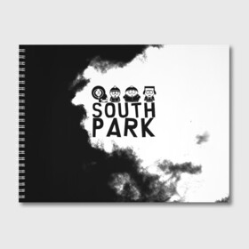Альбом для рисования с принтом South Park в Новосибирске, 100% бумага
 | матовая бумага, плотность 200 мг. | Тематика изображения на принте: south park | sp | батерс | баттерс | гарисон | енот | кайл  брофловски | картман | кеннет | кенни | маки | макки | маккормик | марш | мистер | мистереон | мультфильм | полотенчик | ренди | саус парк | сауспарк