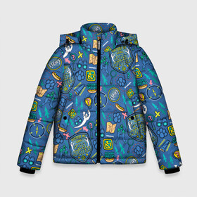 Зимняя куртка для мальчиков 3D с принтом Ghost Hunters Pattern в Новосибирске, ткань верха — 100% полиэстер; подклад — 100% полиэстер, утеплитель — 100% полиэстер | длина ниже бедра, удлиненная спинка, воротник стойка и отстегивающийся капюшон. Есть боковые карманы с листочкой на кнопках, утяжки по низу изделия и внутренний карман на молнии. 

Предусмотрены светоотражающий принт на спинке, радужный светоотражающий элемент на пуллере молнии и на резинке для утяжки | Тематика изображения на принте: scooby doo | vdosadir | скуби ду | уильям ханна