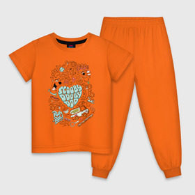 Детская пижама хлопок с принтом Scooby-Dooby-Doo в Новосибирске, 100% хлопок |  брюки и футболка прямого кроя, без карманов, на брюках мягкая резинка на поясе и по низу штанин
 | scooby doo | vdosadir | скуберт фон дуенхеймер | скуби ду | уильям ханна