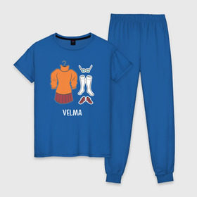 Женская пижама хлопок с принтом Velma в Новосибирске, 100% хлопок | брюки и футболка прямого кроя, без карманов, на брюках мягкая резинка на поясе и по низу штанин | scooby doo | vdosadir | velma dinkle | велма динкли | скуби ду | уильям ханна