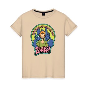 Женская футболка хлопок с принтом Zoinks ! в Новосибирске, 100% хлопок | прямой крой, круглый вырез горловины, длина до линии бедер, слегка спущенное плечо | scooby doo | shaggy | vdosadir | скуби ду | уильям ханна | шегги