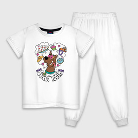 Детская пижама хлопок с принтом Sweet Tooth в Новосибирске, 100% хлопок |  брюки и футболка прямого кроя, без карманов, на брюках мягкая резинка на поясе и по низу штанин
 | scooby doo | vdosadir | скуберт фон дуенхеймер | скуби ду | уильям ханна