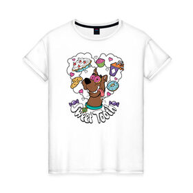 Женская футболка хлопок с принтом Sweet Tooth в Новосибирске, 100% хлопок | прямой крой, круглый вырез горловины, длина до линии бедер, слегка спущенное плечо | scooby doo | vdosadir | скуберт фон дуенхеймер | скуби ду | уильям ханна