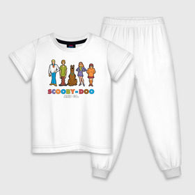 Детская пижама хлопок с принтом Scooby-Doo and Co в Новосибирске, 100% хлопок |  брюки и футболка прямого кроя, без карманов, на брюках мягкая резинка на поясе и по низу штанин
 | fred jones | scooby doo | scrappy doo | shaggy | vdosadir | velma dinkle | велма динкли | дафна блейк | скуберт фон дуенхеймер | скуби ду | уильям ханна | фред джонс | шегги