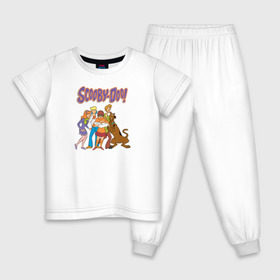 Детская пижама хлопок с принтом Scooby-Doo в Новосибирске, 100% хлопок |  брюки и футболка прямого кроя, без карманов, на брюках мягкая резинка на поясе и по низу штанин
 | Тематика изображения на принте: fred jones | scooby doo | scrappy doo | shaggy | vdosadir | velma dinkle | велма динкли | дафна блейк | скуберт фон дуенхеймер | скуби ду | уильям ханна | фред джонс | шегги