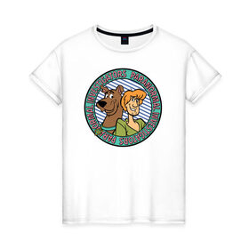 Женская футболка хлопок с принтом Scooby-Doo в Новосибирске, 100% хлопок | прямой крой, круглый вырез горловины, длина до линии бедер, слегка спущенное плечо | scooby doo | shaggy | vdosadir | скуберт фон дуенхеймер | скуби ду | уильям ханна | шегги